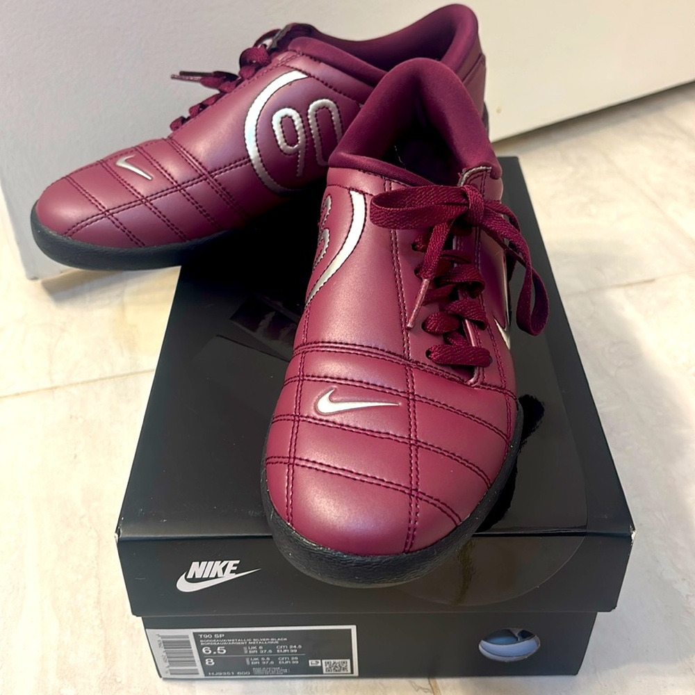 Nike T90 SP Bordeaux and Metallic Silver Black  Sneakers